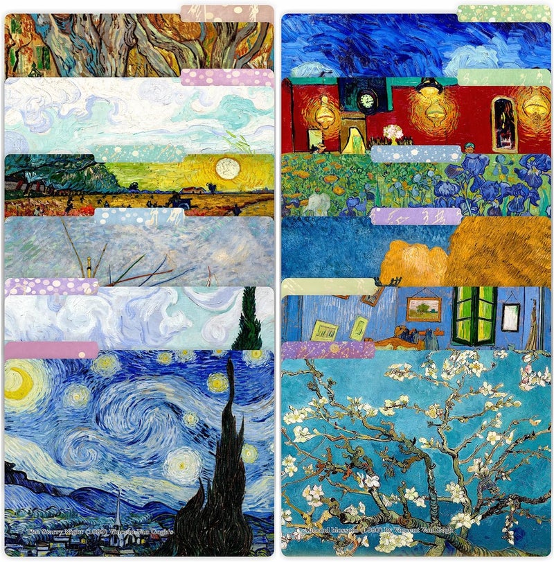 PARTH IMPEX 12 Pack Vincent Van Gogh Decorative File Folders, 1/3 Cut Tab with Assorted Positions, Letter Size Paper Holders (9.37” x 11.75”) Matte Finish Laminated for Office School Work - Image 1